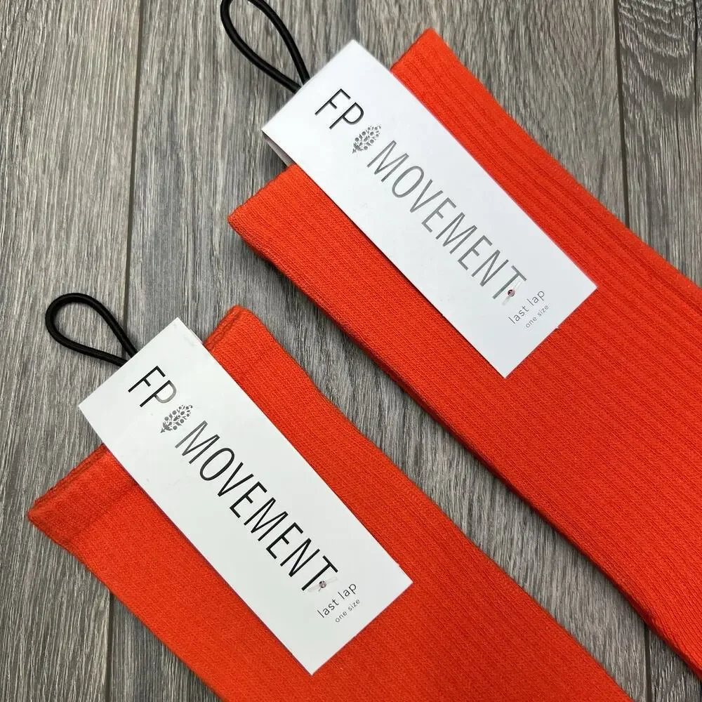 2 Pack Free People FP Movement Last Lap Tube Socks Lucky Honey Orange One Size